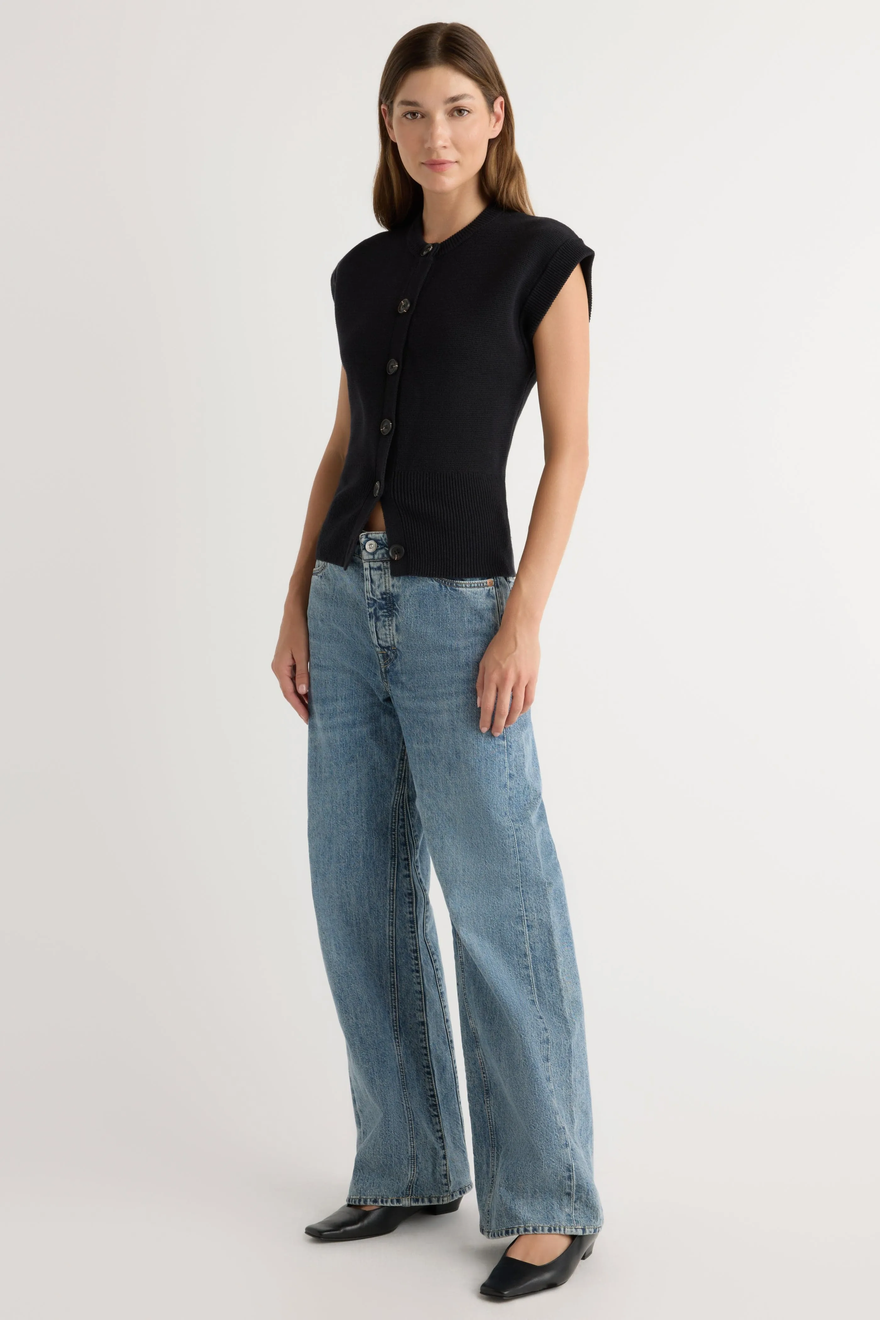 Solea Button Knit Vest Street Style