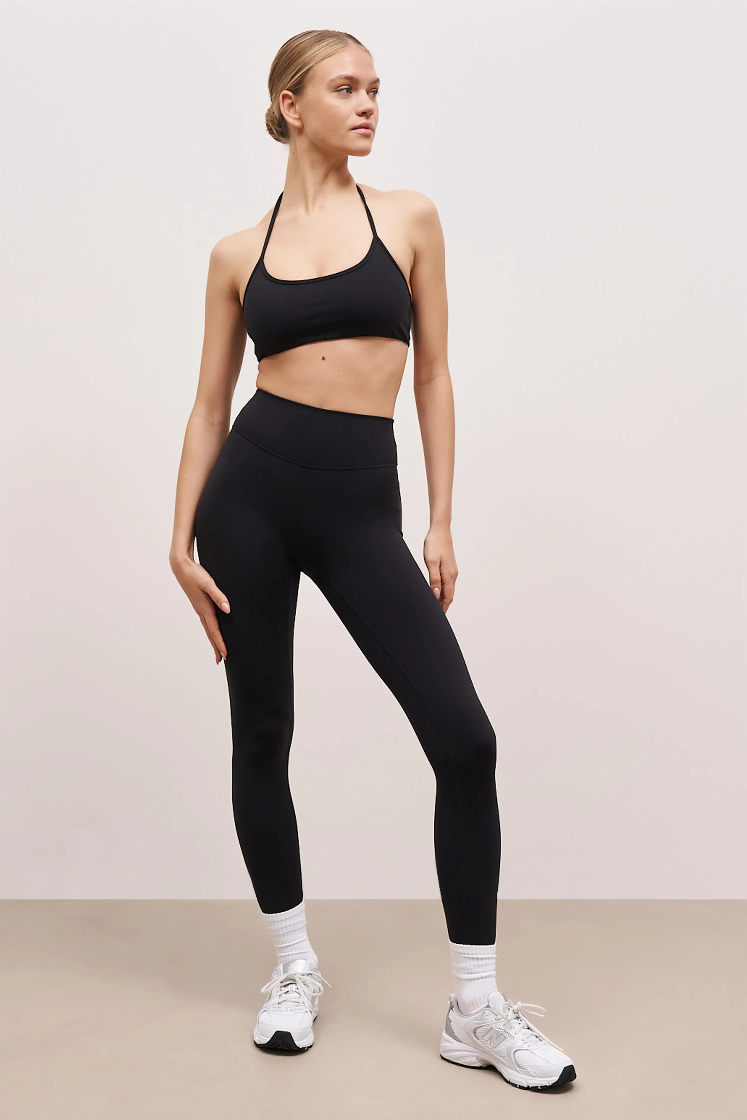 Base Sculpting Halter Cami Bra - Black Reflective Trims