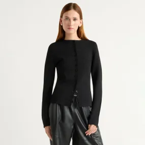 Charla Button Crew-Neck Sweater Chilly Weather