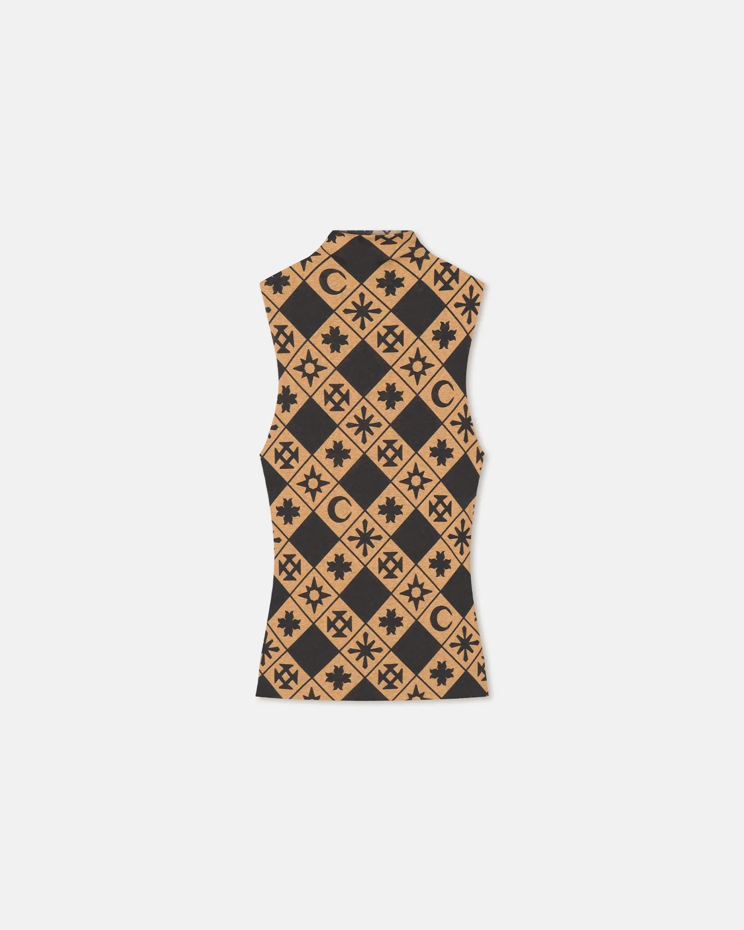 TwillWeave Long Sleeve Tee Annyka - Printed Mesh Jersey Top - Symbol Tile Oak