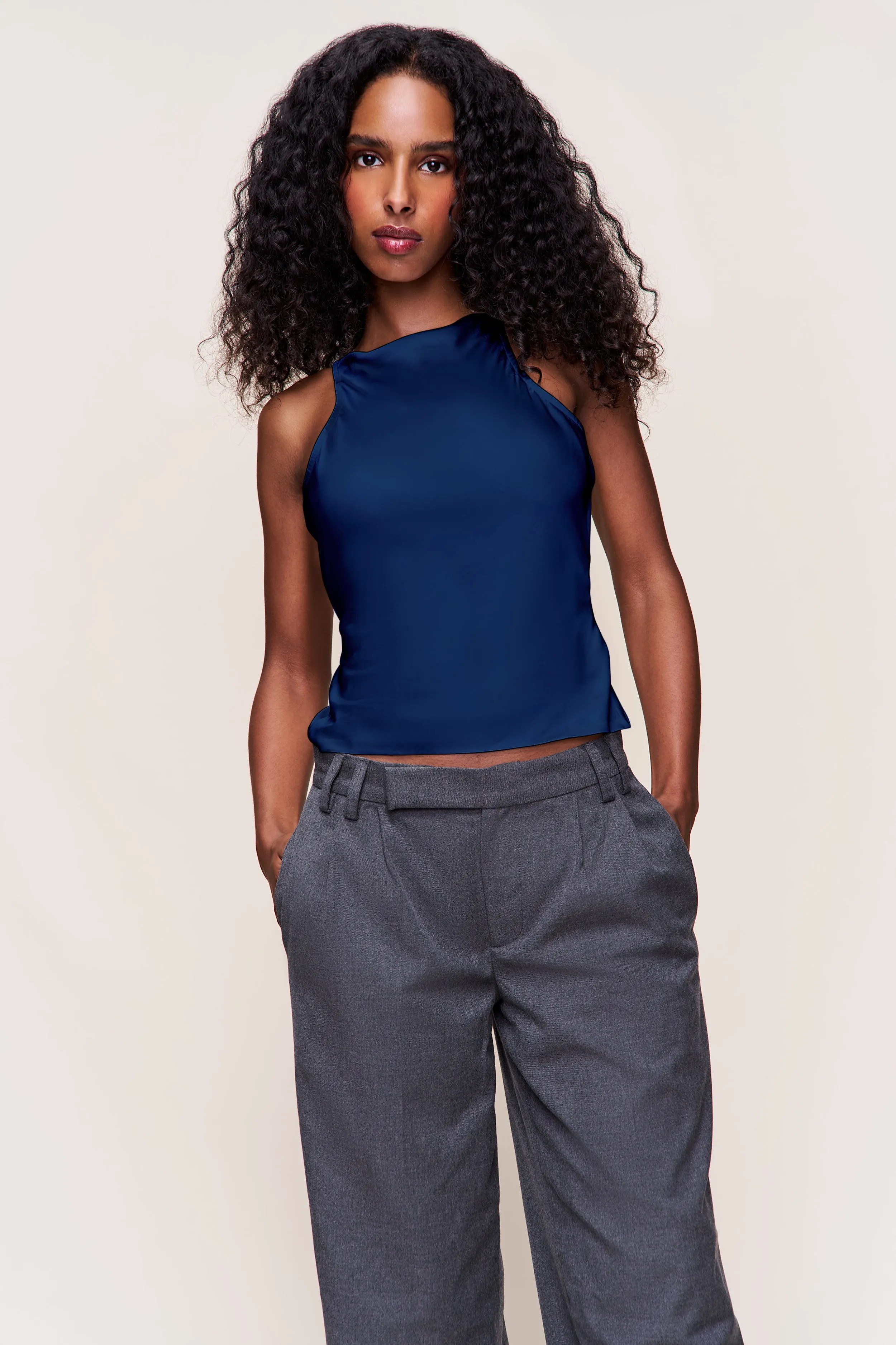 Regine Cowl Neck Top Quick Refresh Material Reinforced Edging