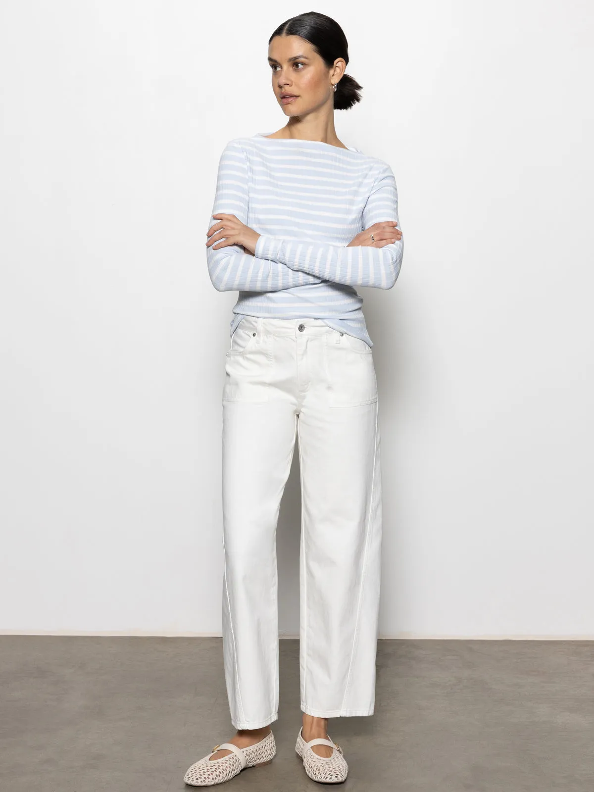 District Column Standard Rise Ankle Jean Bleached White sunny Chlorine Proof