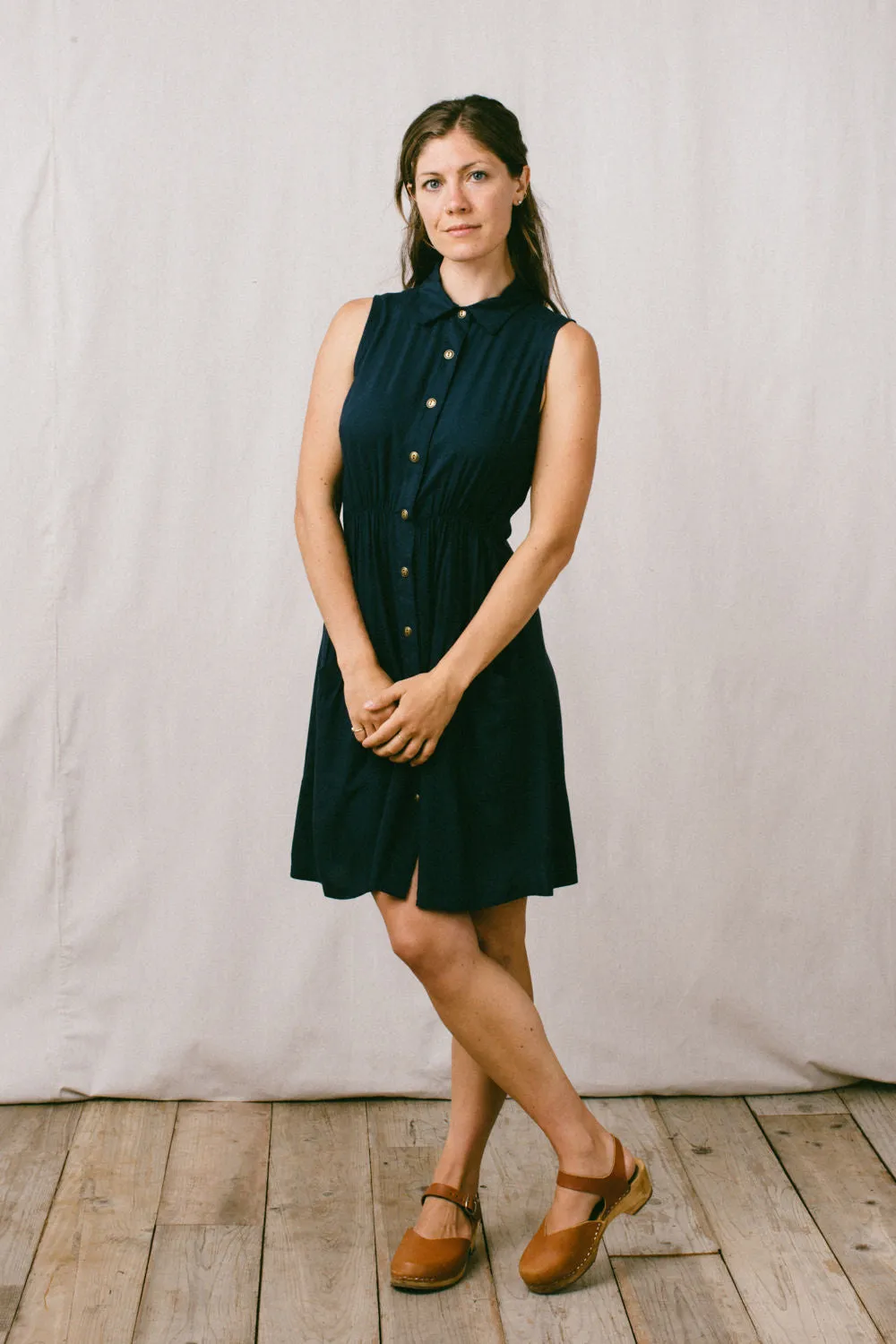 Mona Dress in Navy Challis All-Purpose Comfort Weekend Look