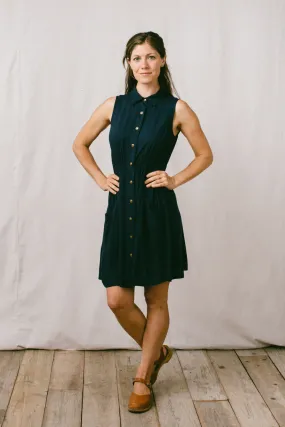 Grace Color Mona Dress in Navy Challis