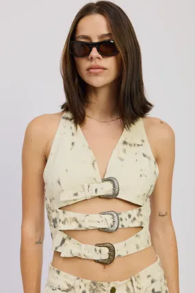 Montana Buckle Halter Top VentilatedBackPanel Interlock Weave