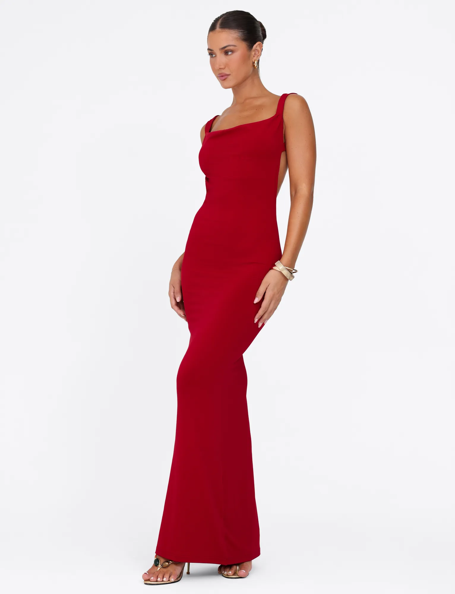 MORANA MAXI DRESS - RED Sleek Layer Grace Flow