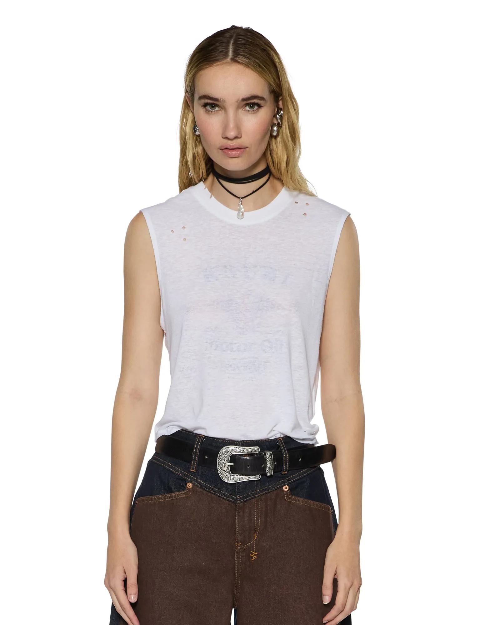 AdjustableHem MOTOR OIL MOSS TANK WHITE