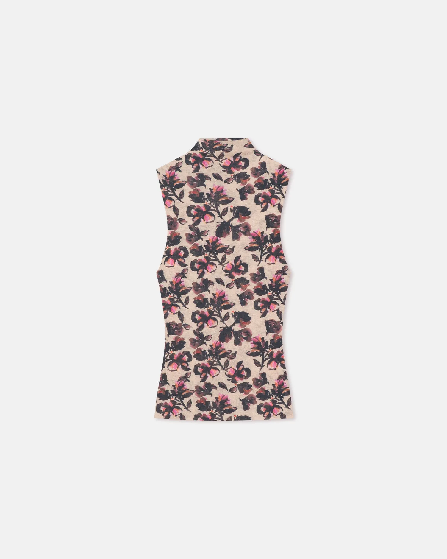 Hidden Storage Pocket Stretchable Waistband Annyka - Printed Mesh Jersey Top - Tapestry Floral