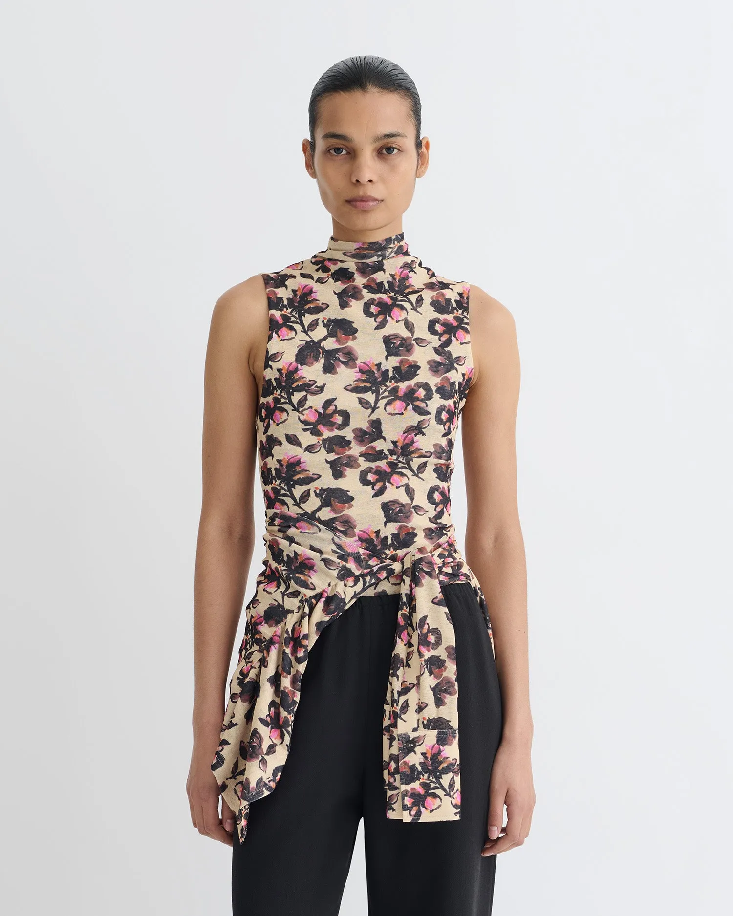 AdjustableCuffSystem Stain Repellent Coating Annyka - Printed Mesh Jersey Top - Tapestry Floral