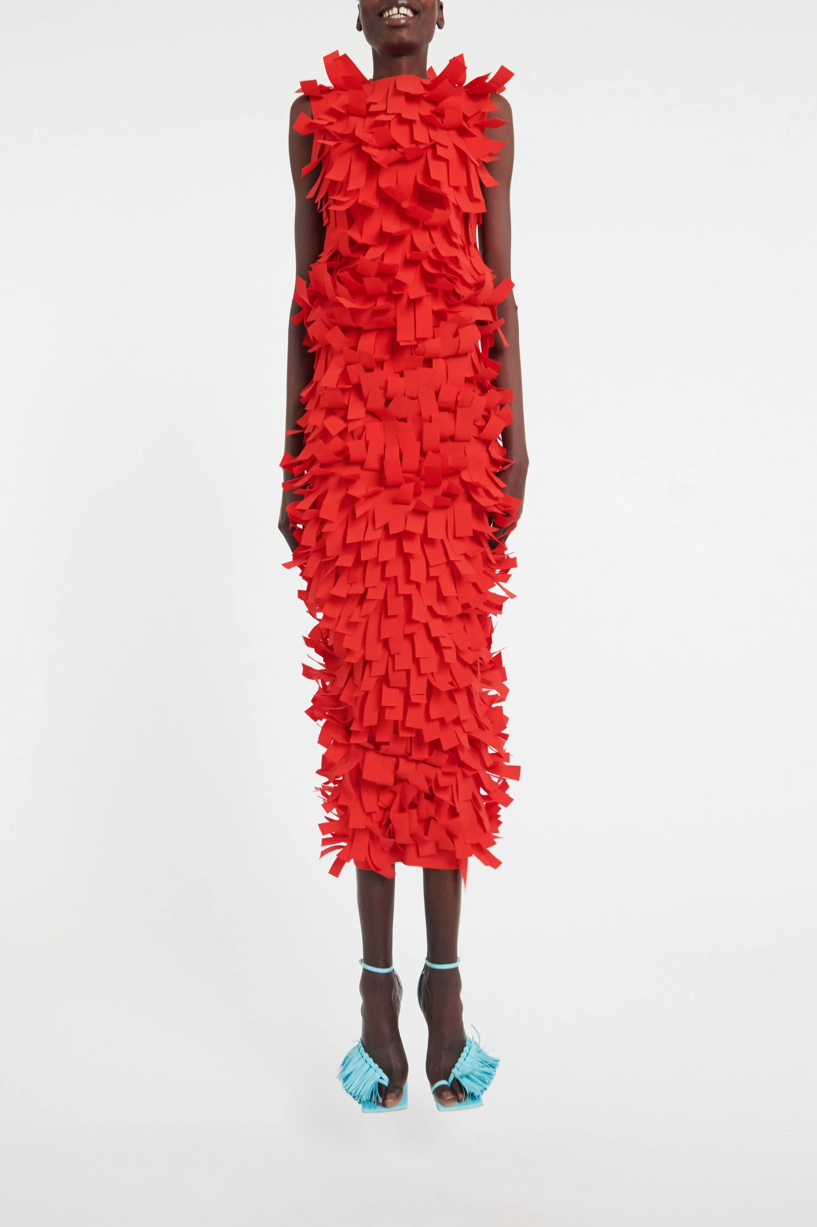 Multi Rectangle Skirt Red Minimalist Layering