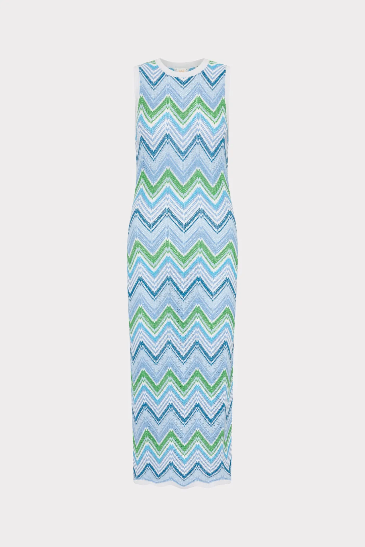 Multi Zig Zag Sleeveless Midi Dress Monochromatic-Style