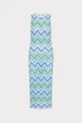 Multipocket Feature UPF 50 Protection Multi Zig Zag Sleeveless Midi Dress