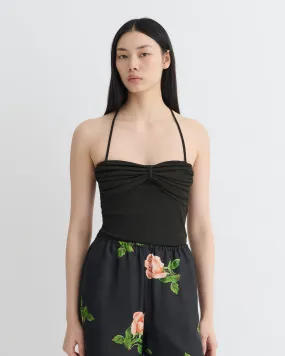 WrinkleResistant Fabric Rissa - Halter Neck Mesh Jersey Top - Anthracite