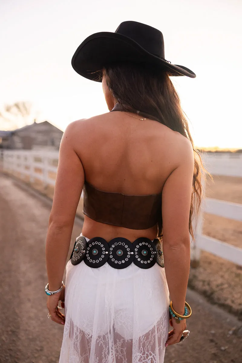 ZeroWastePattern Simple Cut Pre-Order Whiskey Nights Leather Corset Top