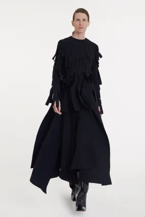 Low Maintenance Fabric Vibrant Flow Multiple Asymmetric Panels Skirt Black