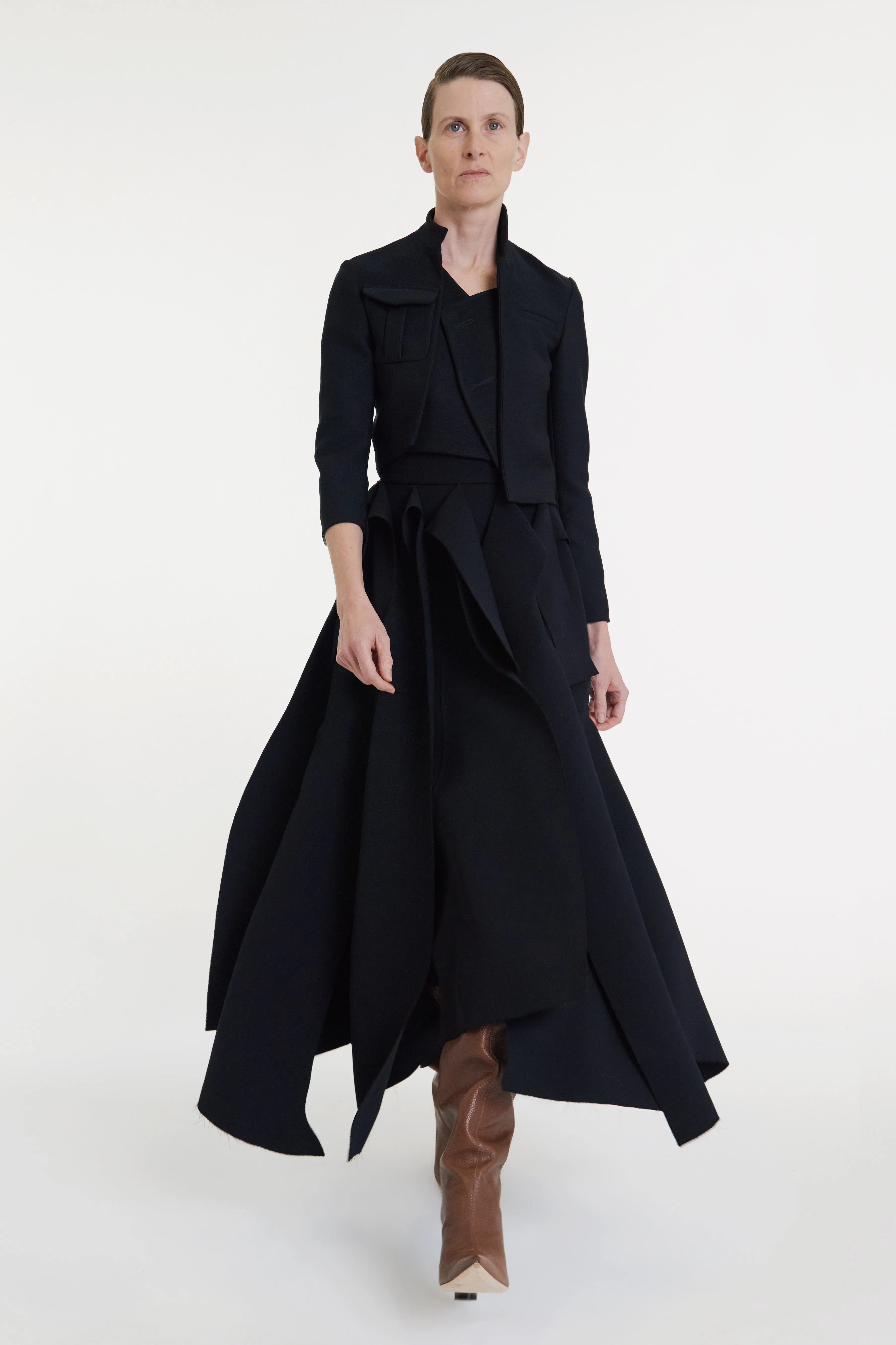 Celebrity Style Subtle Mood Multiple Asymmetric Panels Skirt Black