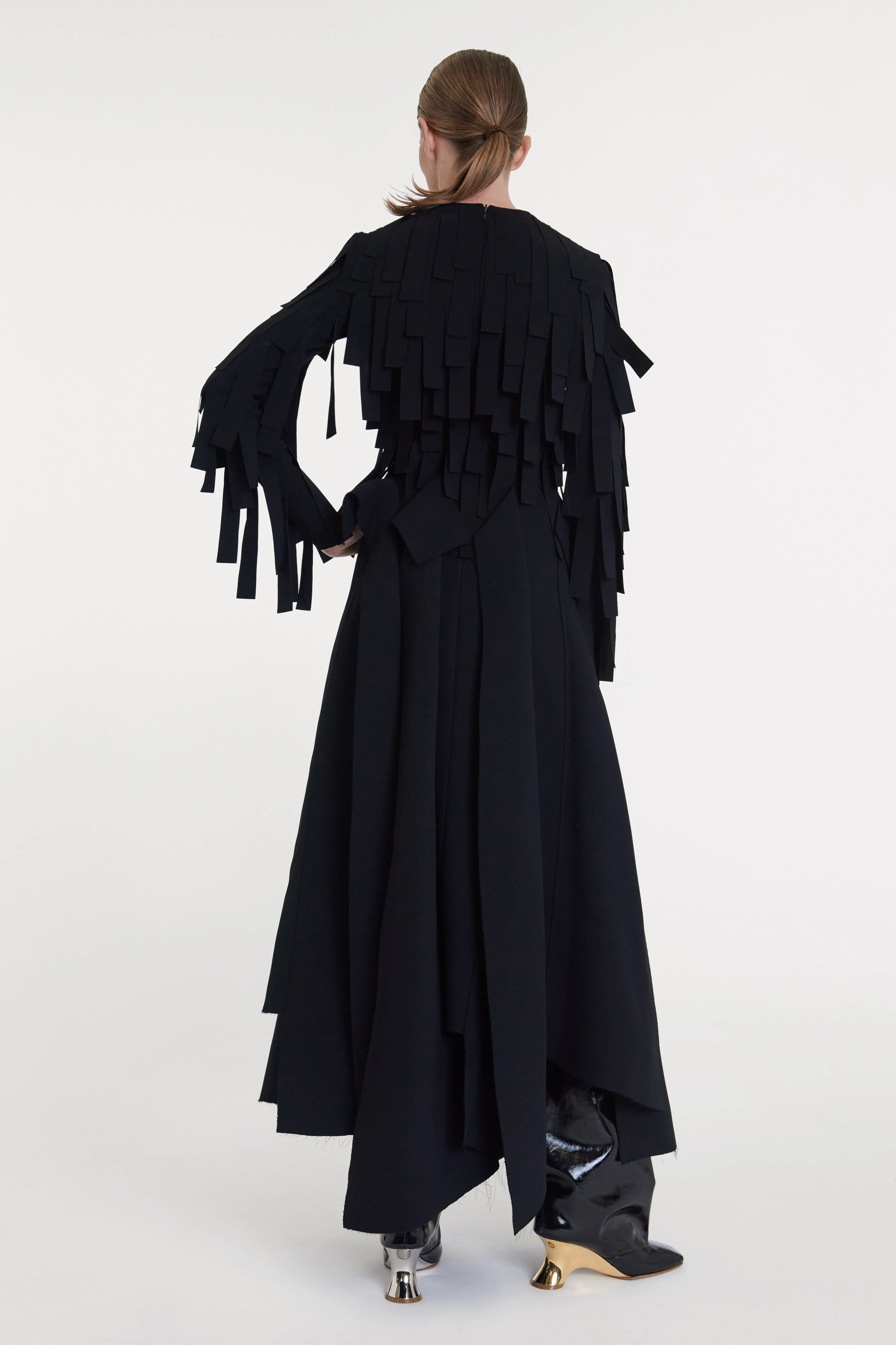 Classic Design Non Irritating Texture Multiple Asymmetric Panels Skirt Black