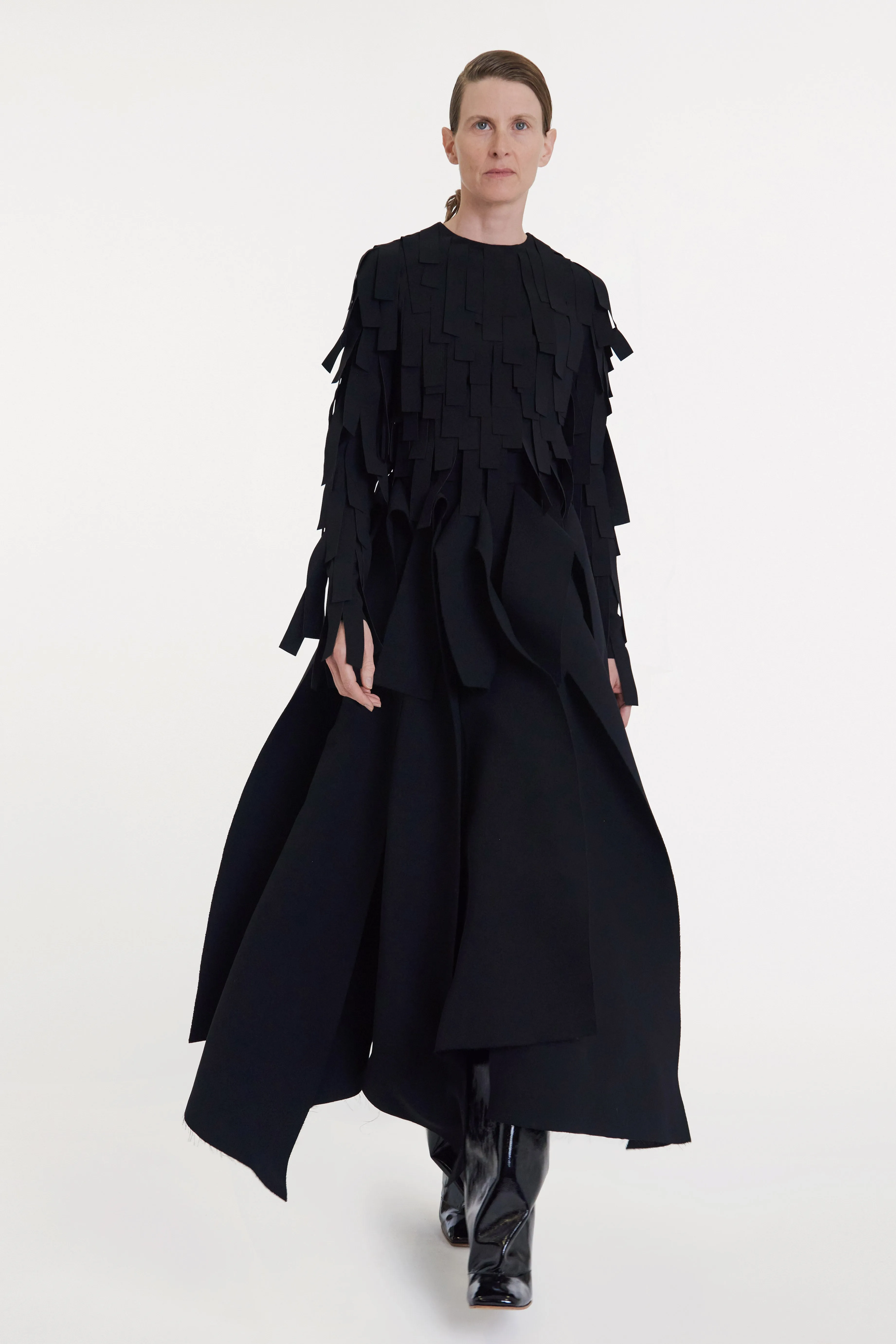 Low Maintenance Fabric Vibrant Flow Multiple Asymmetric Panels Skirt Black