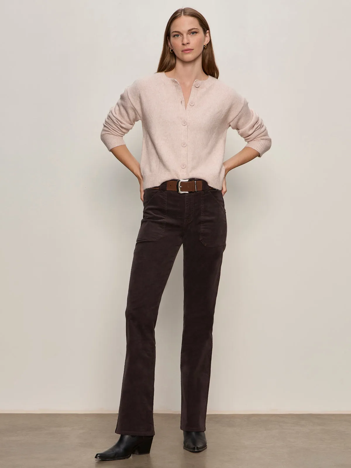 Must-Have Cardi Heather Rose RibbedTrim