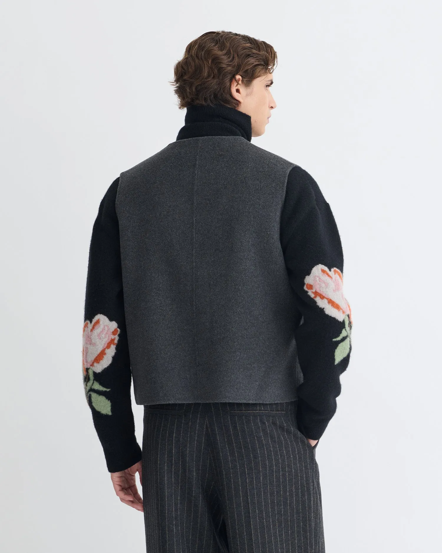 Mykel - Cropped Double Wool Vest - Grey Melange Tie dyed kids' clothes