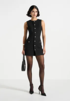 Nadine - Tweed Mini Dress - Black Editor??s-Pick Balanced Texture