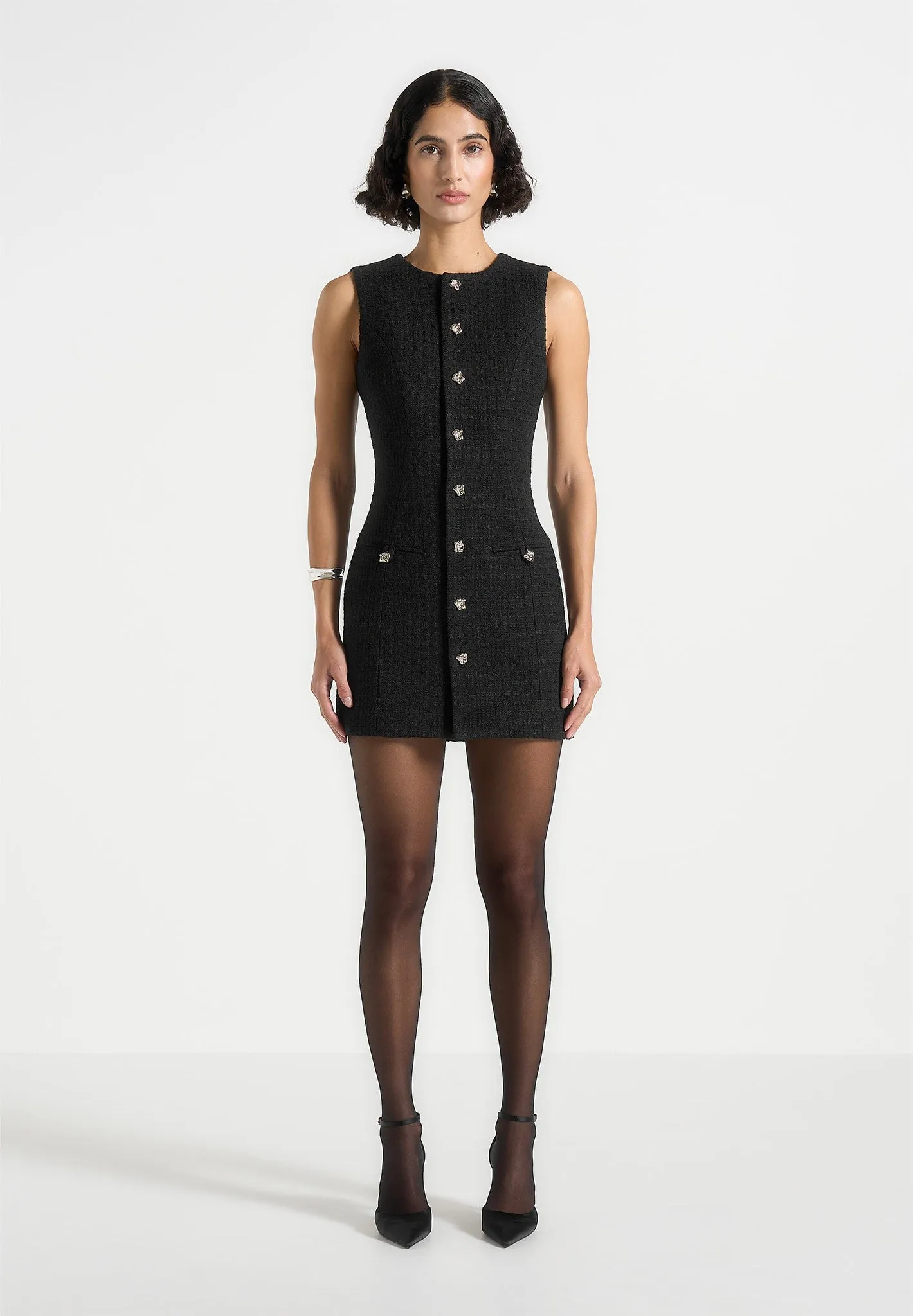 Nadine - Tweed Mini Dress - Black Mood Layer Timeless Line
