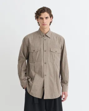 Najib - Checked Shirt - Brown/Creme Anti Static Material Fitness Look