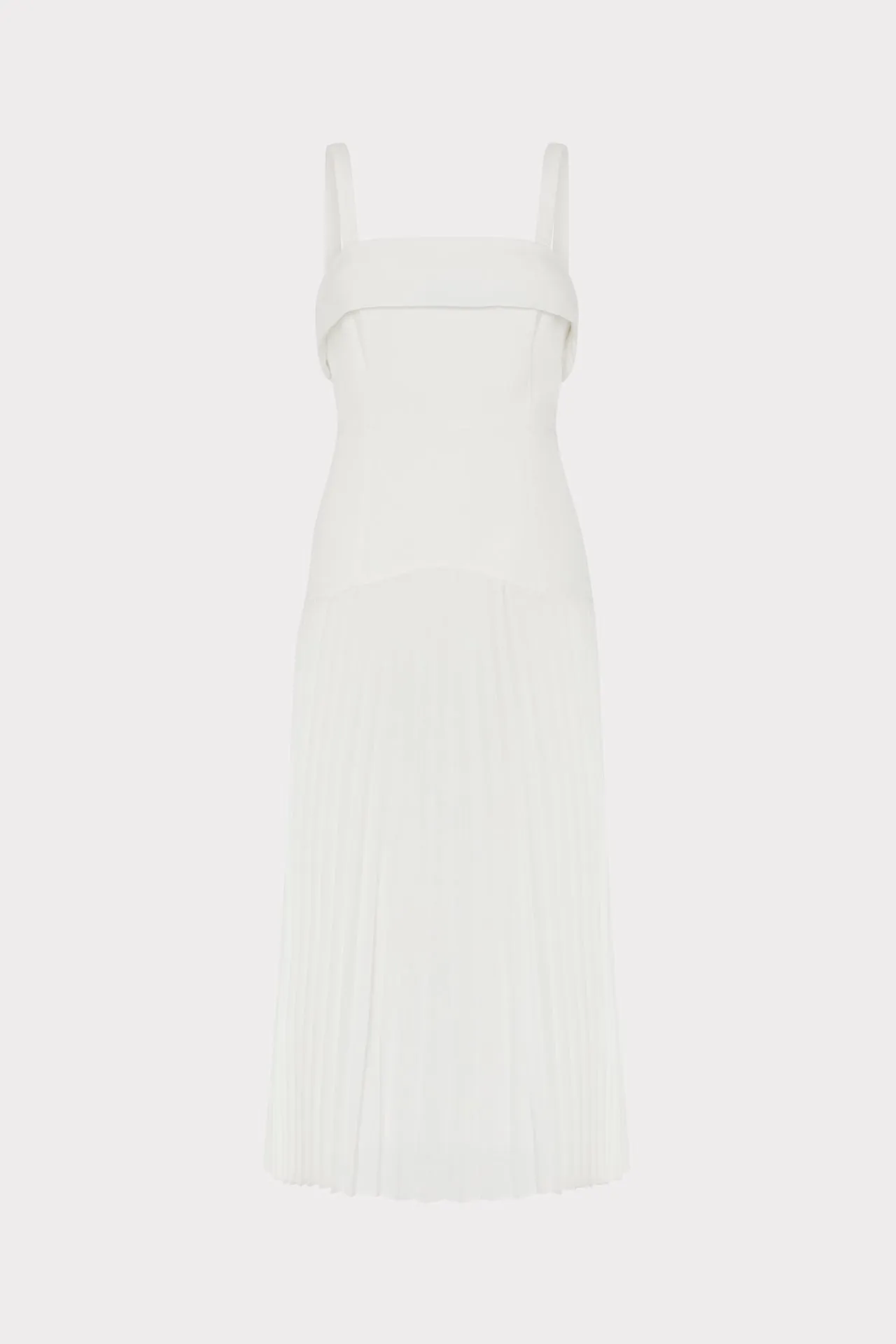 retro look Nala Poplin Pleated Combo Midi Dress