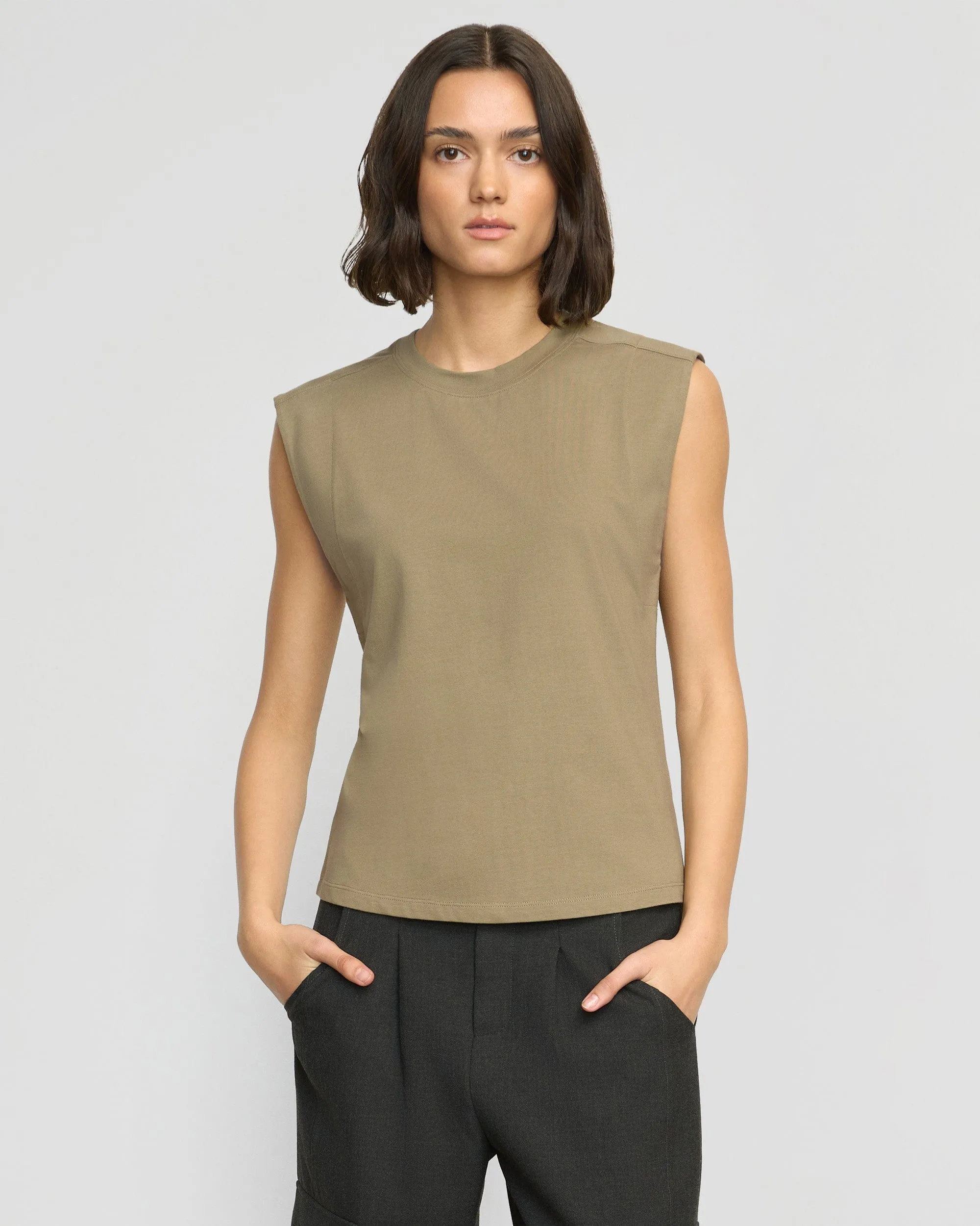 Nana Organic Cotton Structured-Shoulder Tee Quick Dry Blend Midweight Texture