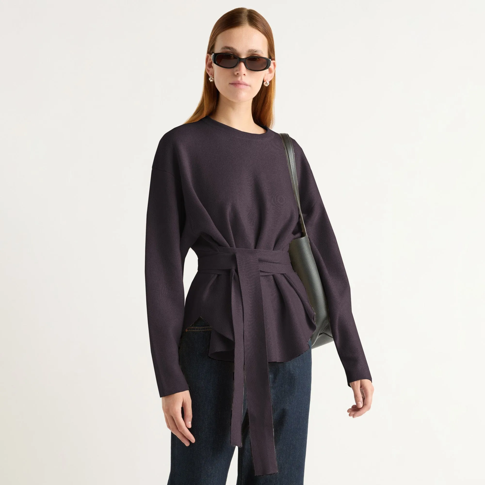 Nara Tie-Front Knit Sweater Warm Essentials