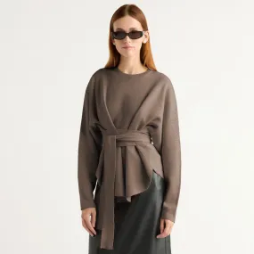 Nara Tie-Front Knit Sweater Cozy Knit Fit Chic Knit