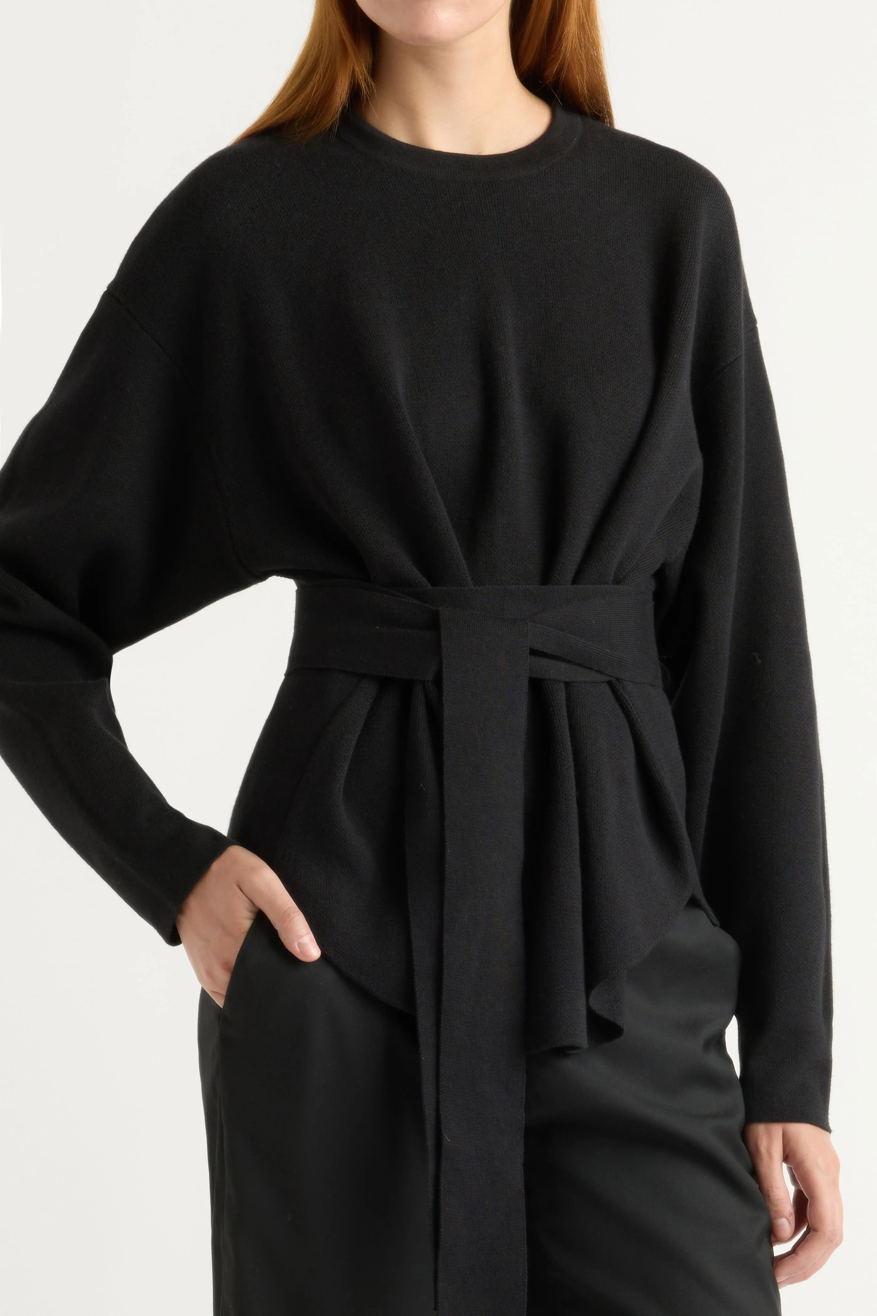 Nara Tie-Front Knit Sweater Cozy Warm Layer