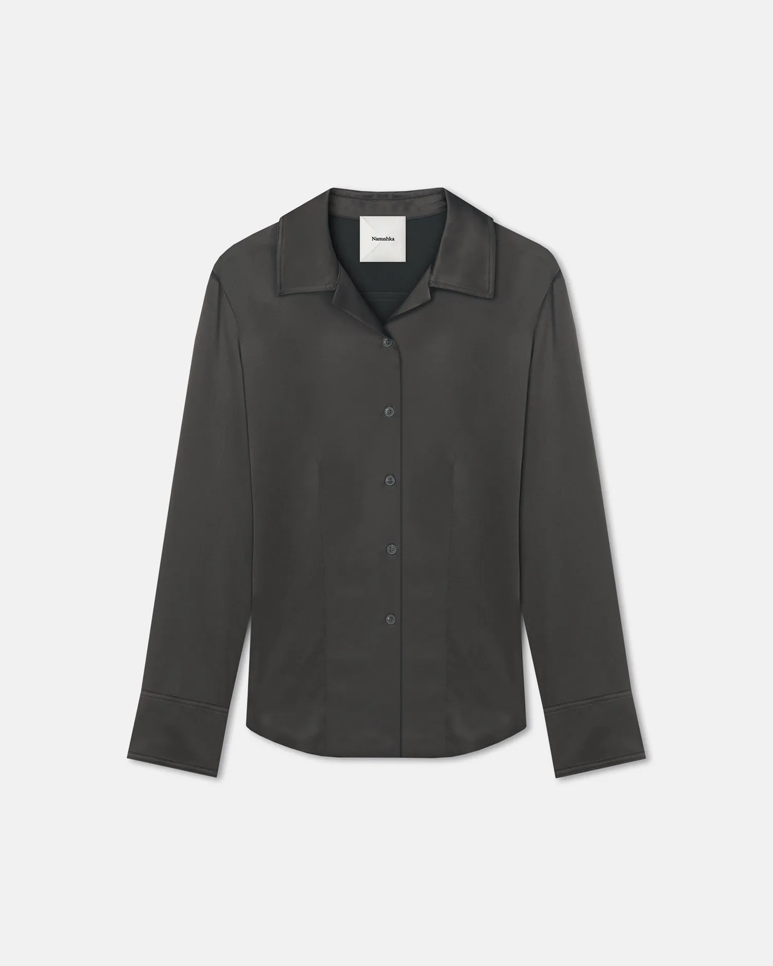 Nathalie - Slip Satin Shirt - Dark Green Moisture Management Temperature control