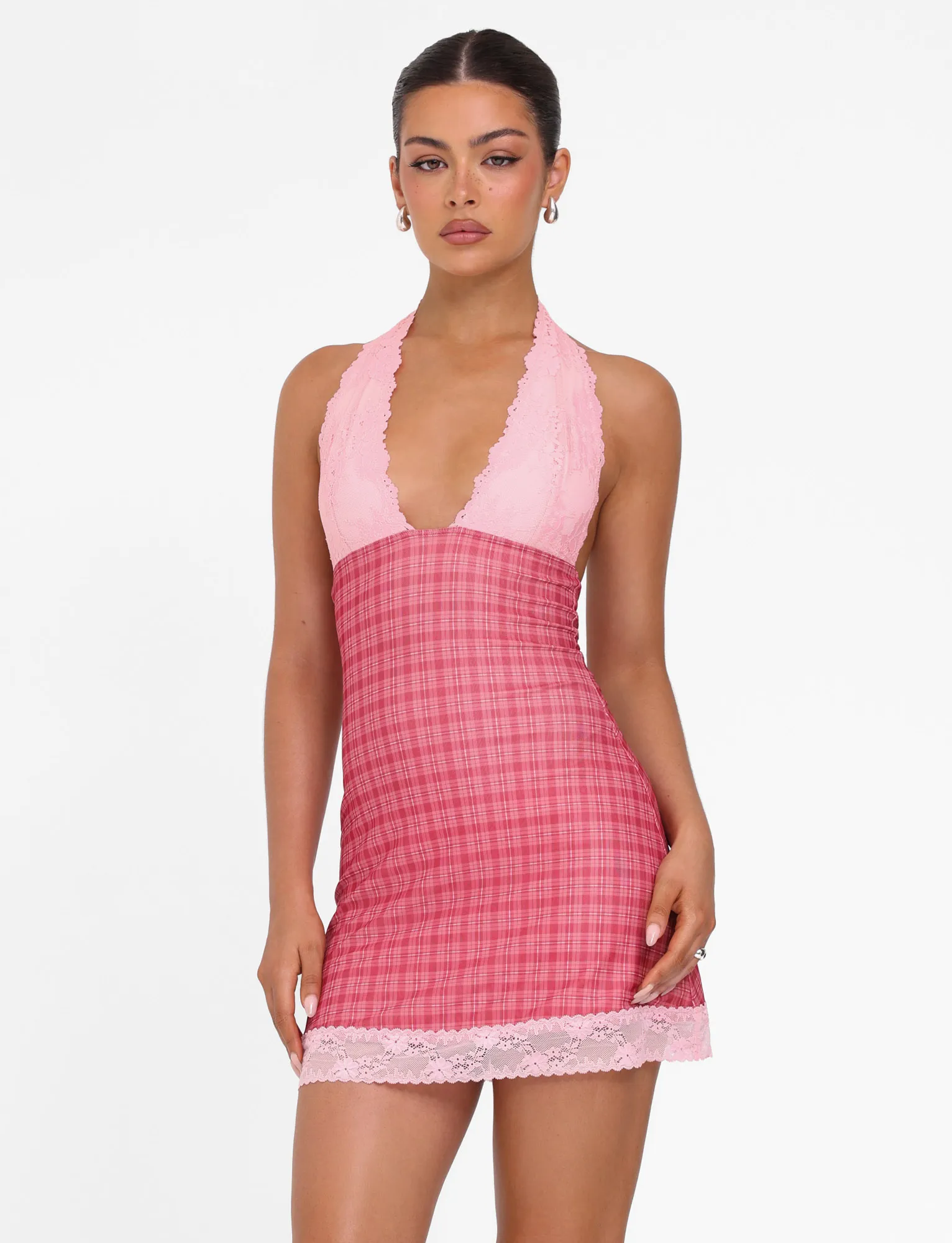 NAVIA DRESS - RED : RED CHECK All Occasion Soft Movement