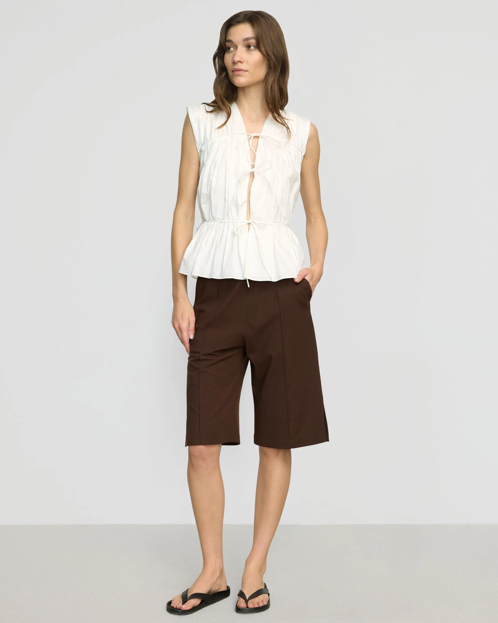 MoistureWicking Neha Tie-Front Organic Cotton Blouse