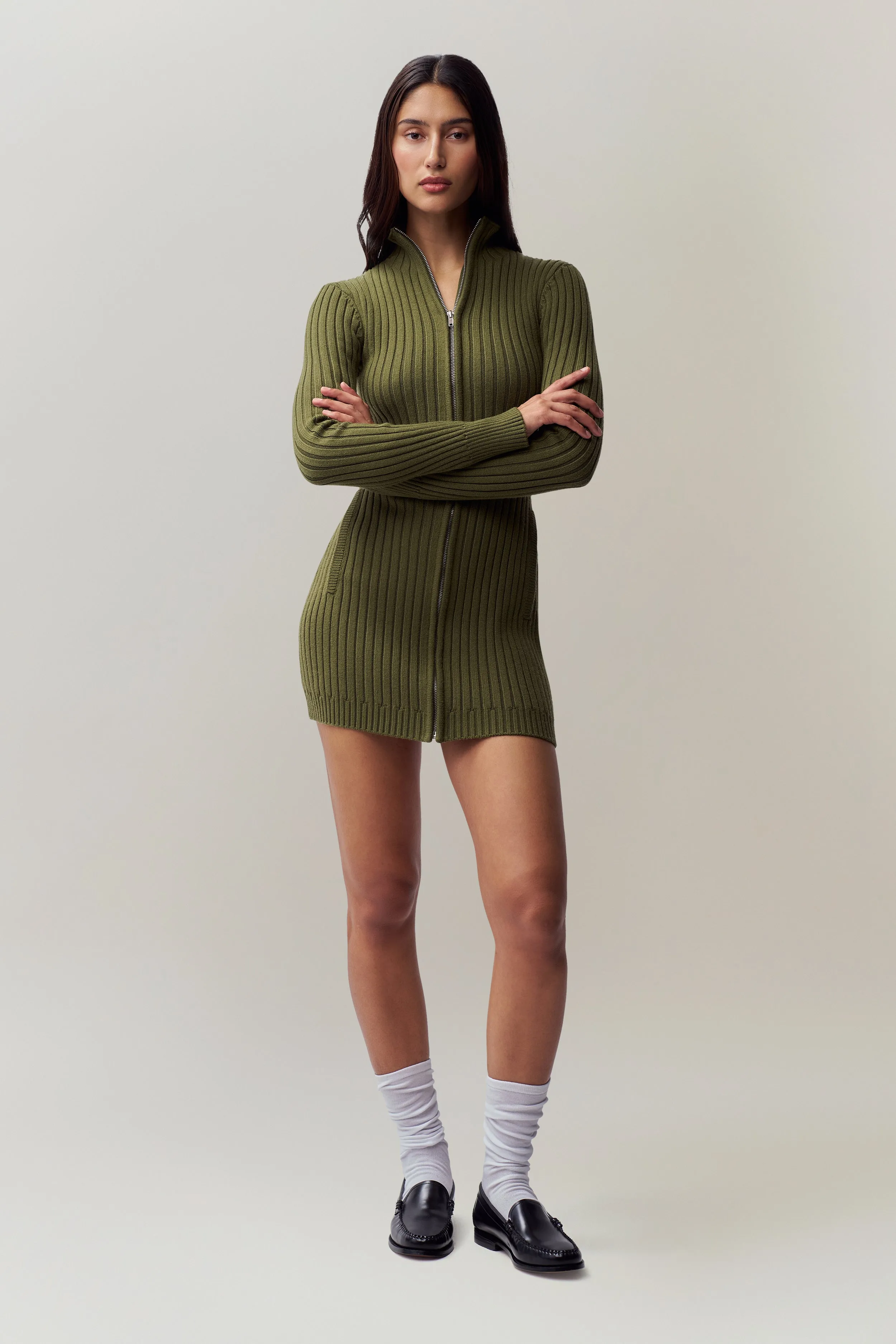 Nell Zip Up Dress Flattering Design Look All Season Wear