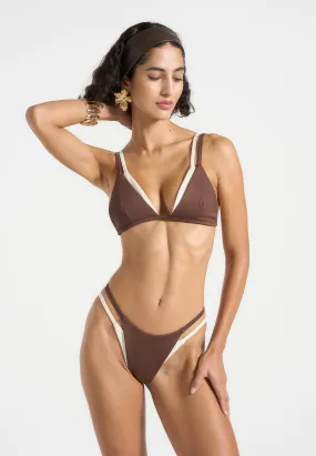 Coastal Escape Nelly - Double Layer Bikini Bottoms - Brown/Cream