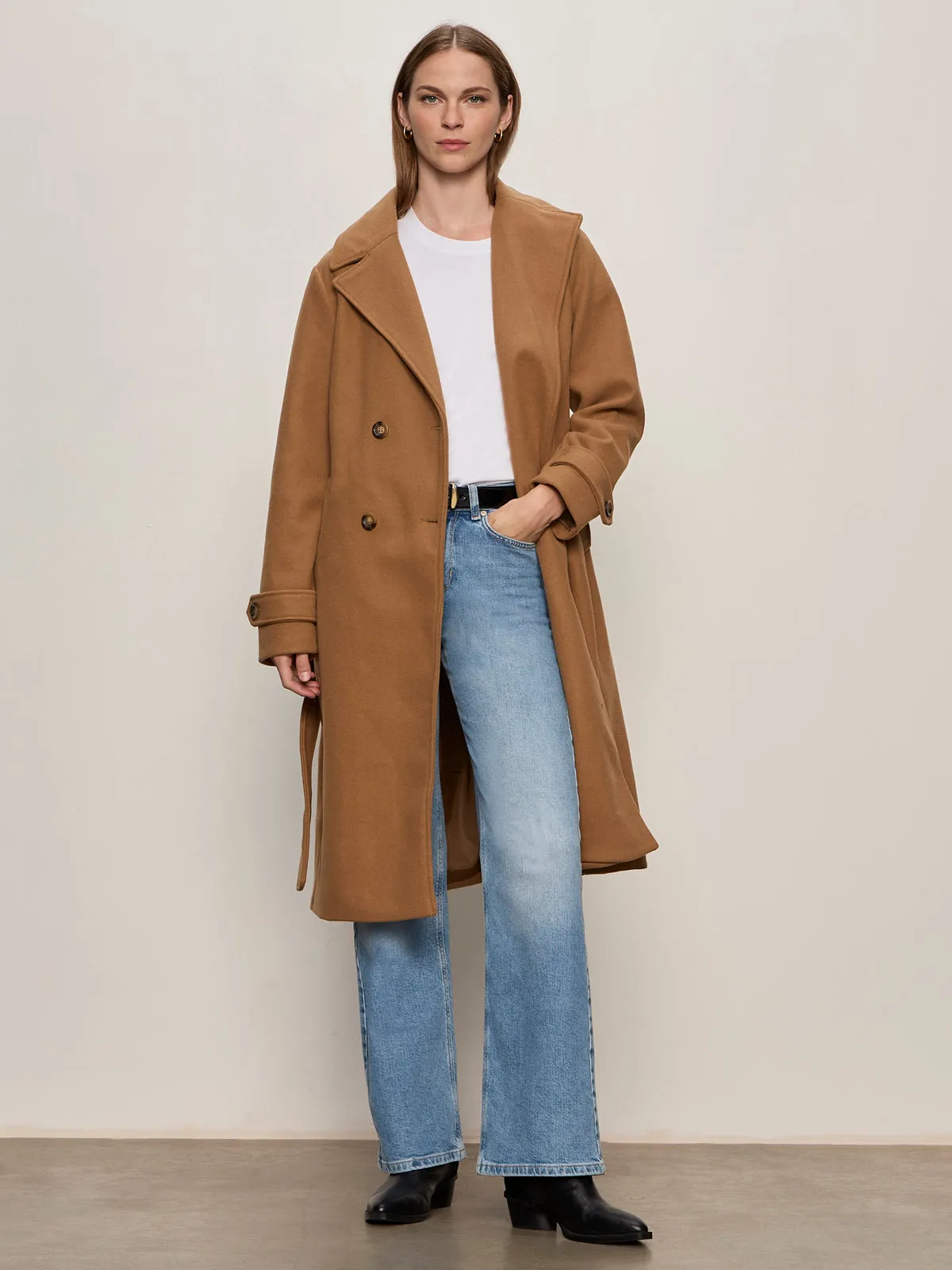 Aria Wrap Coat Camel Casual Warmth Position