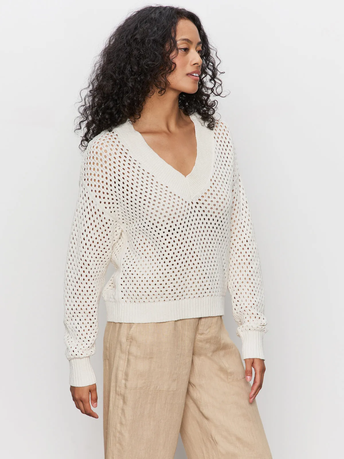 MoistureWickingTechnology Airy Openwork Sweater Macrame