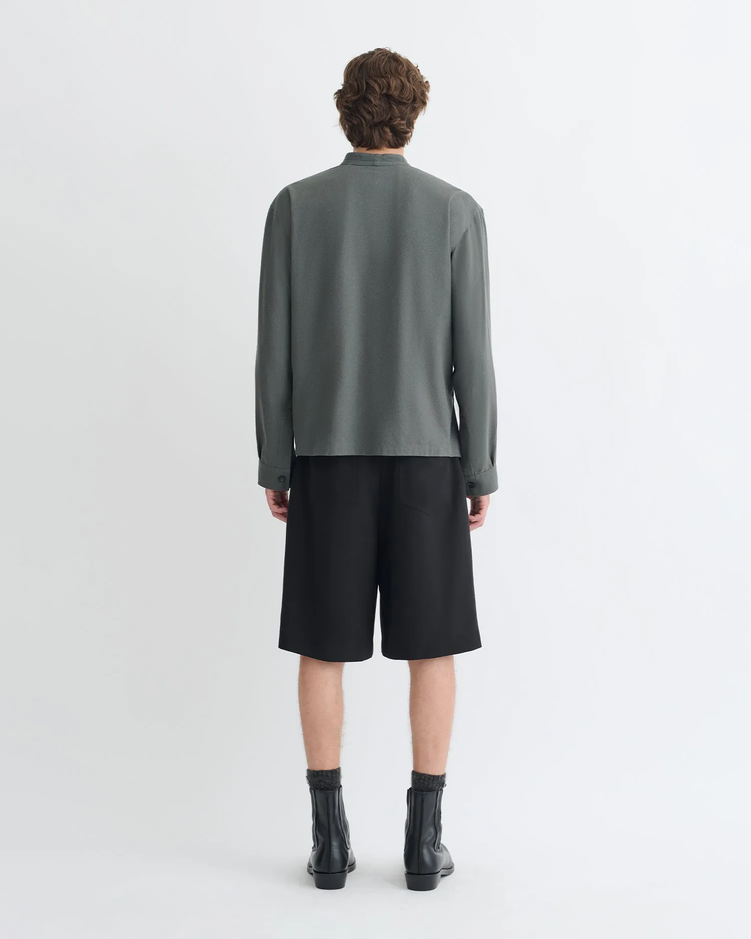 Yorick - Raw Silk Wrap Shirt - Dark Grey Anti Odor Treatment