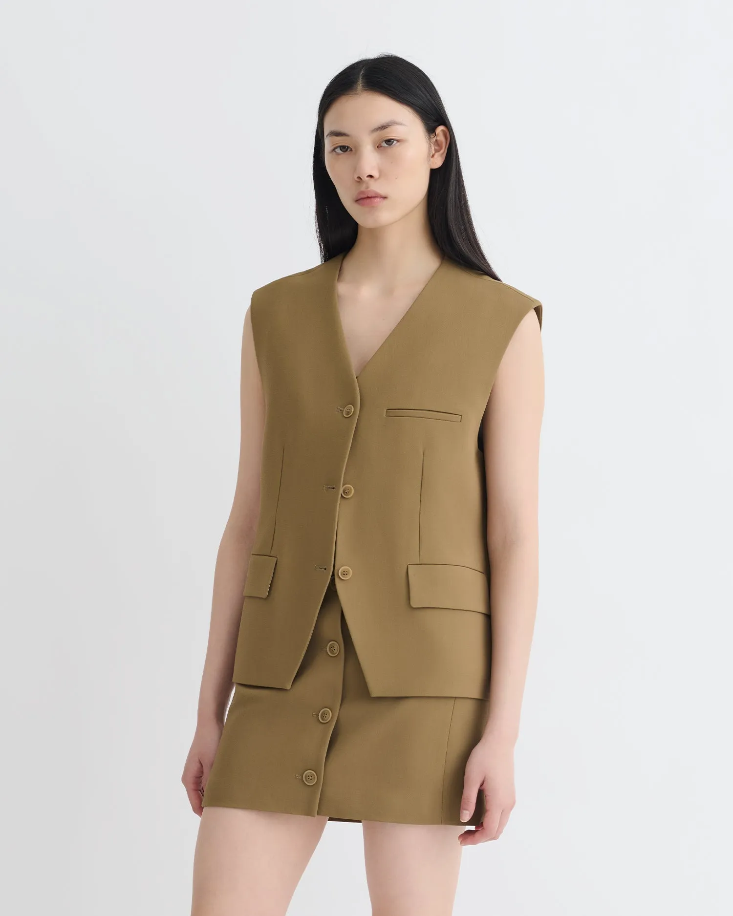 Durable Blend Anti Static Fabric Neymat - Tailored Vest - Brown