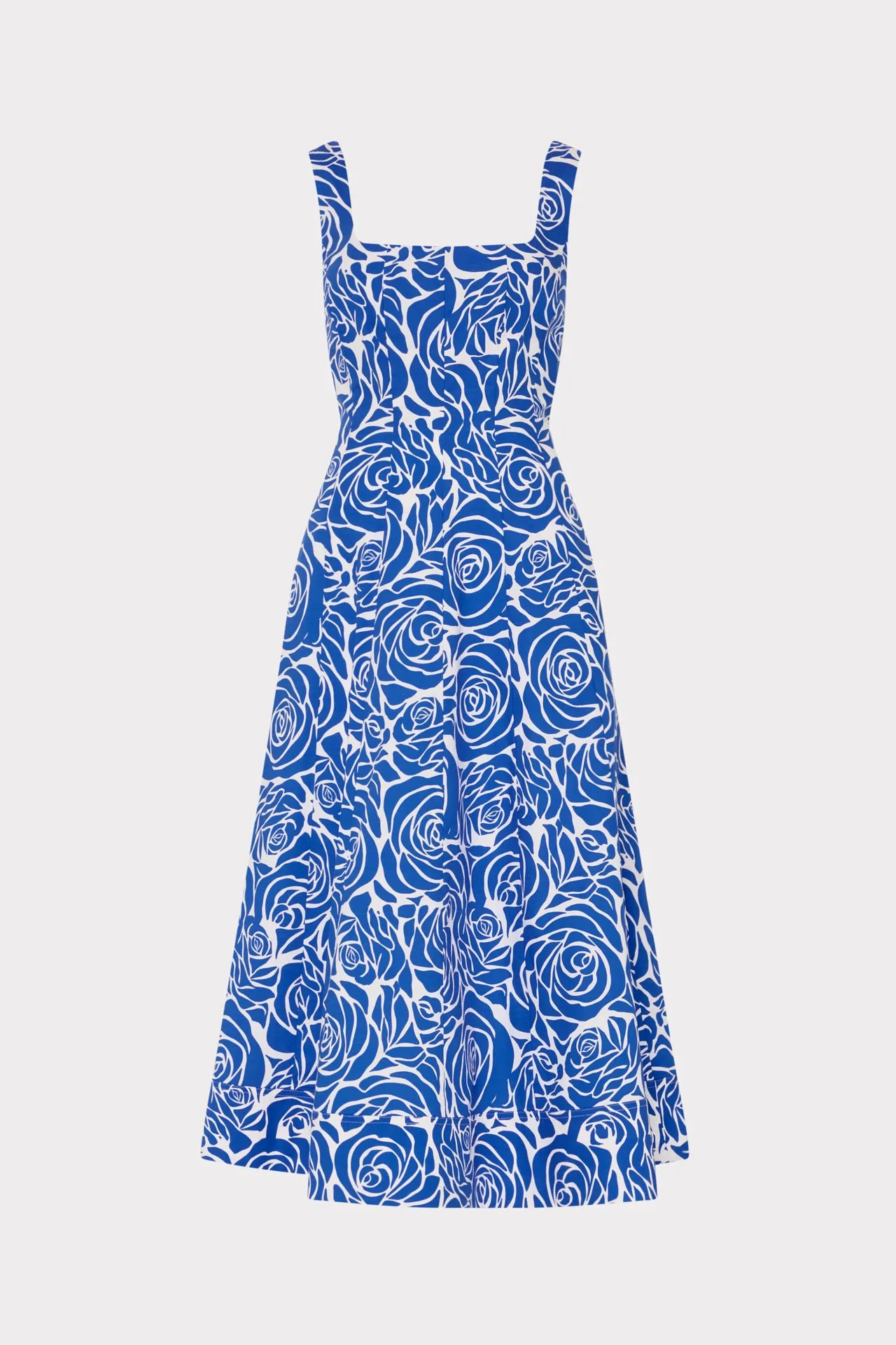Relaxed Line Nia Blue Rose Poplin Midi Dress