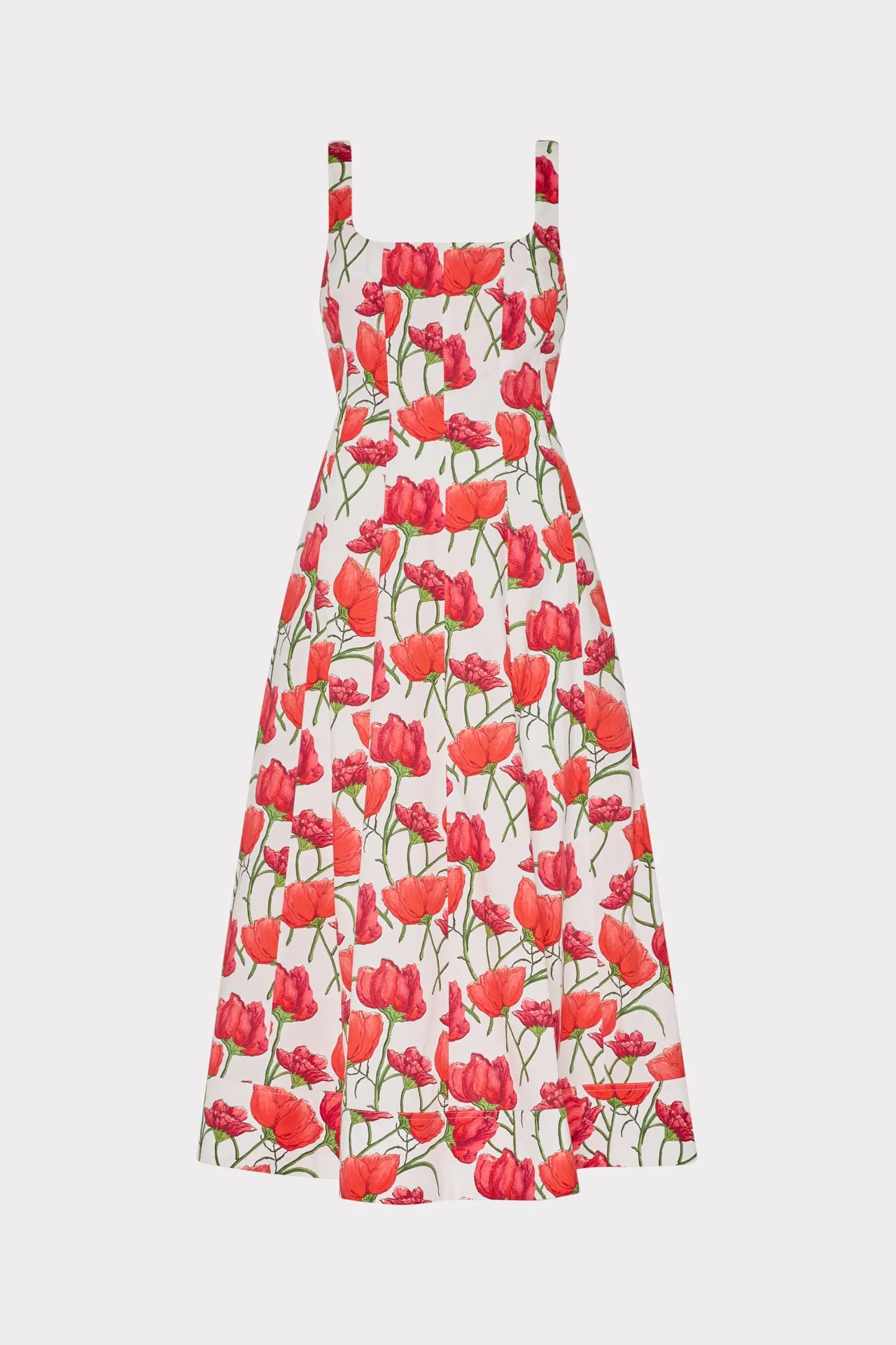 Nia Red Peonia Poplin Midi Dress Comfortable and Chic Classic Comfort