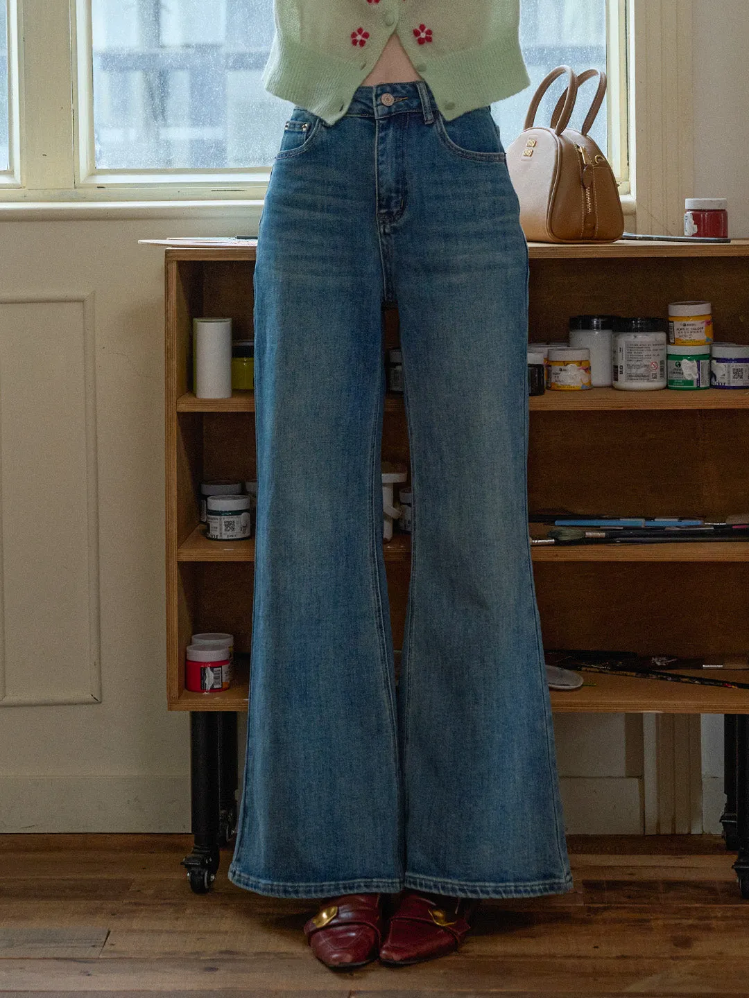 Nicole 100% Cotton Flare Jeans Premium Cotton Blend Creative Look Work Ready Lightweight