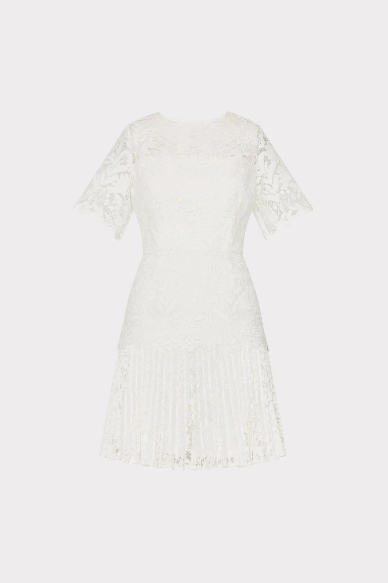 Minimalist Layering Nikoletta Mixed Laces Pleated Mini Dress