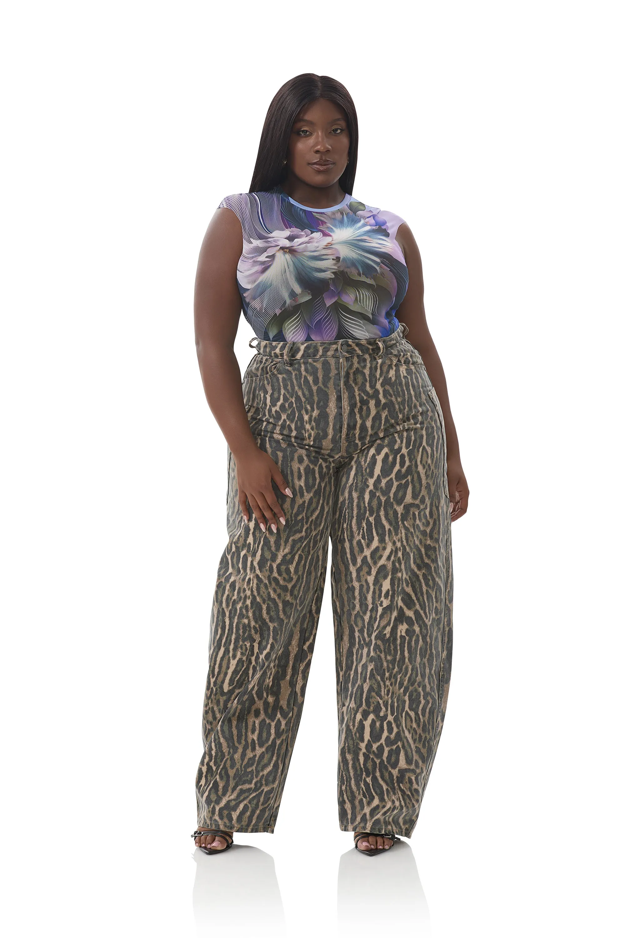 Nina Top - Abstract Orchid Stretch Knit Material Summer Style