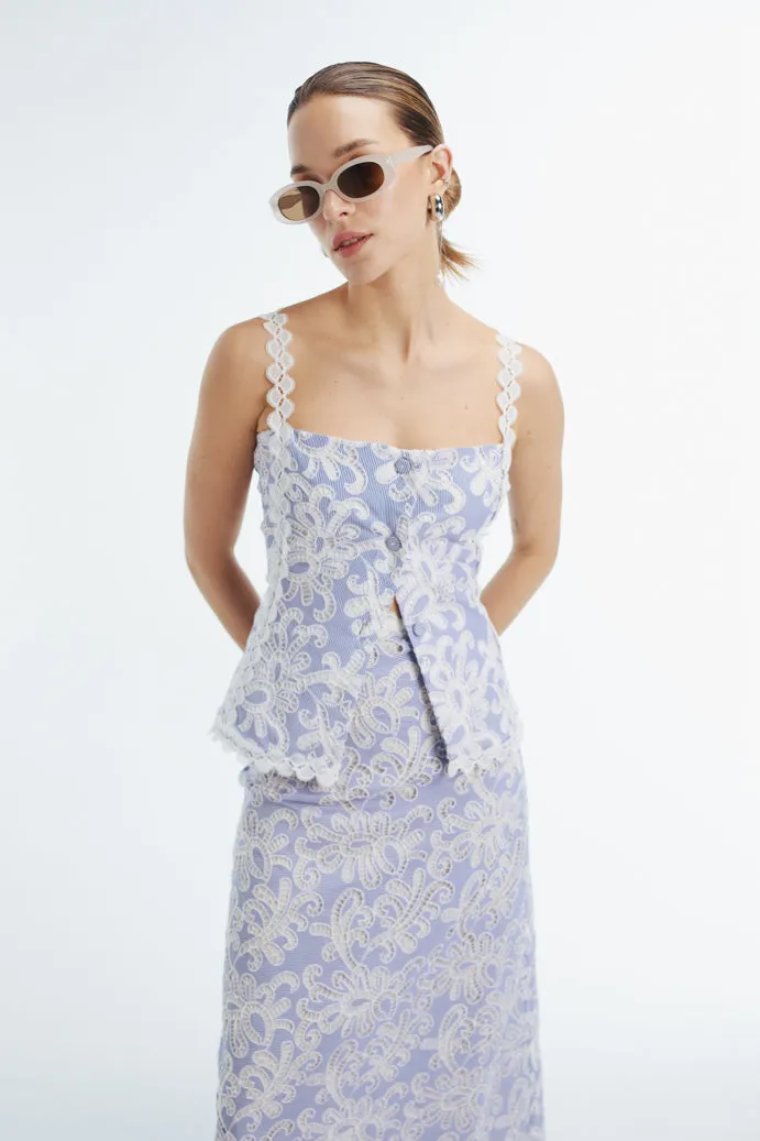 sporty wear Adjustable Hem NINA TOP BLUE