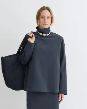 Quick Access Pockets Sitara - Paper Jersey Turtleneck Top - Dusty Blue