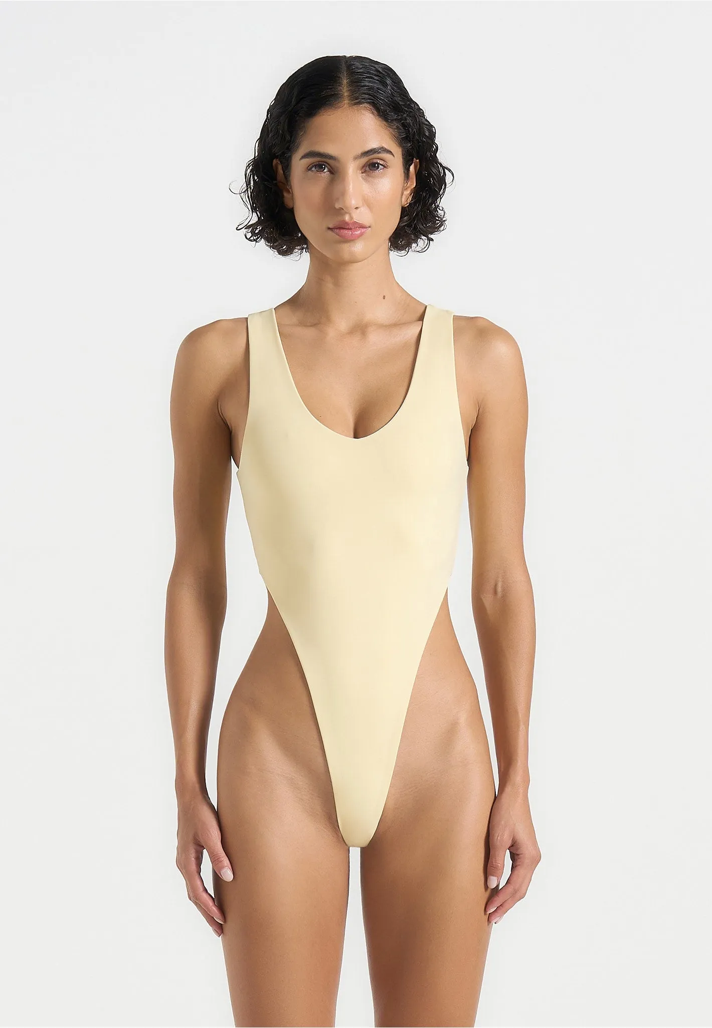 EcoFriendly Dye Noa - V-Neck Bodysuit - Pale Yellow