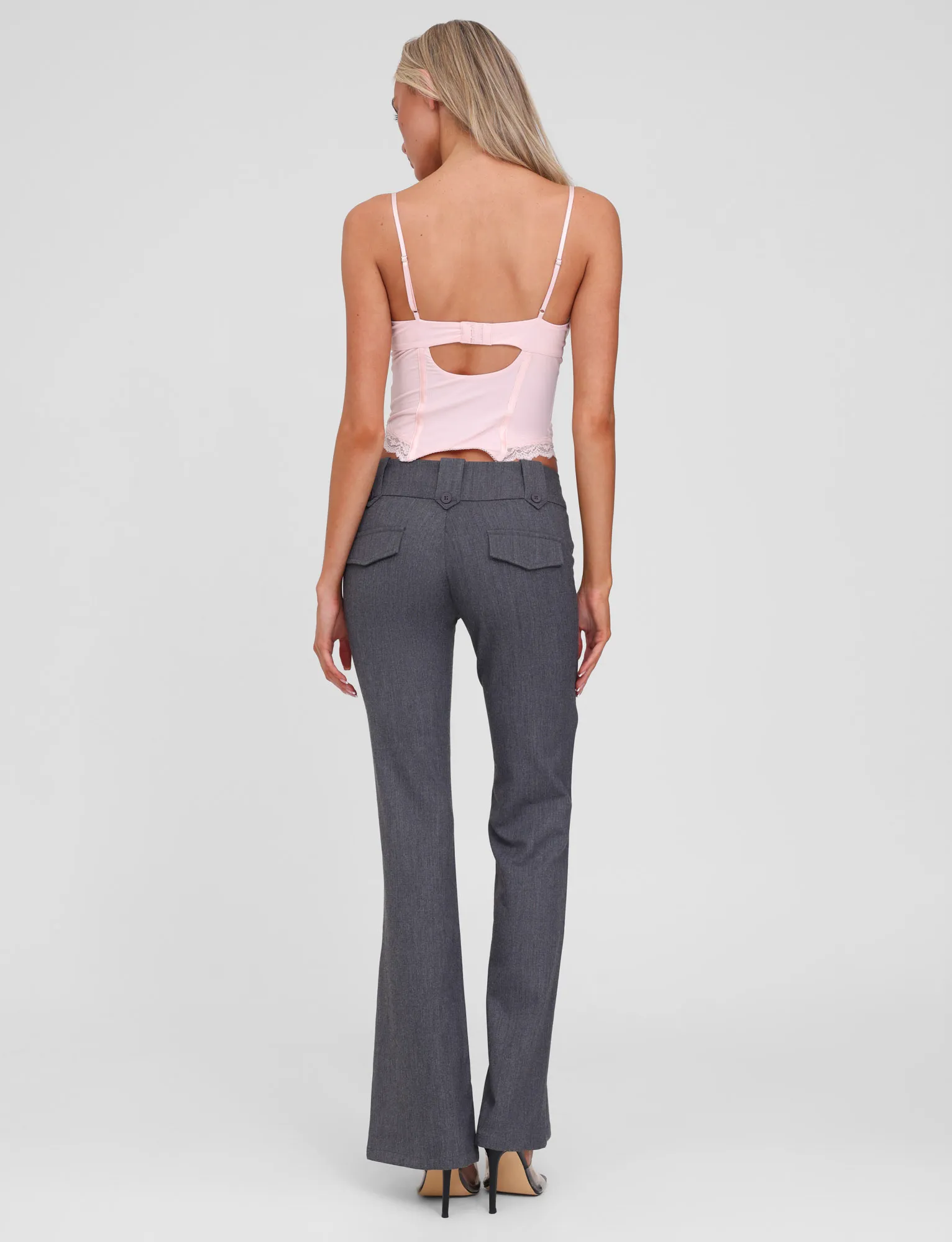 Ripped design Layered Look KITTIE PANT - GREY